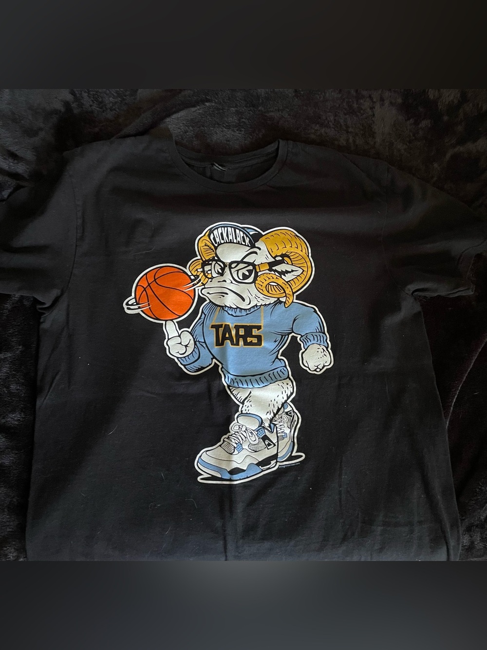 Black UNC Basketball theme short sleeve shirt